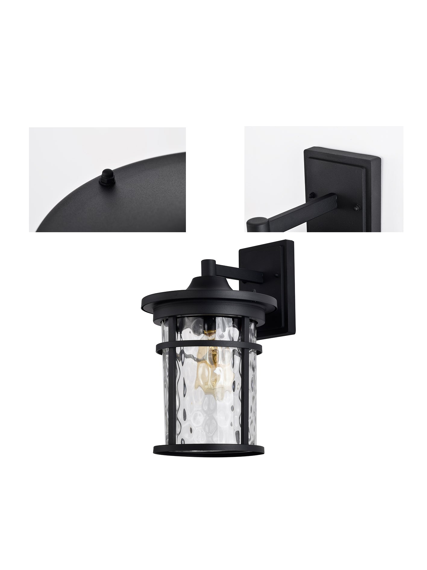 Outdoor Wall Lantern Clear Crack Glass Outdoor Wall Light House Exterior Light Fixture Wall Mount with IP65 Waterproof, Outdoor Wall Sconce Matte Black Finish for House Wall Porch Entryway