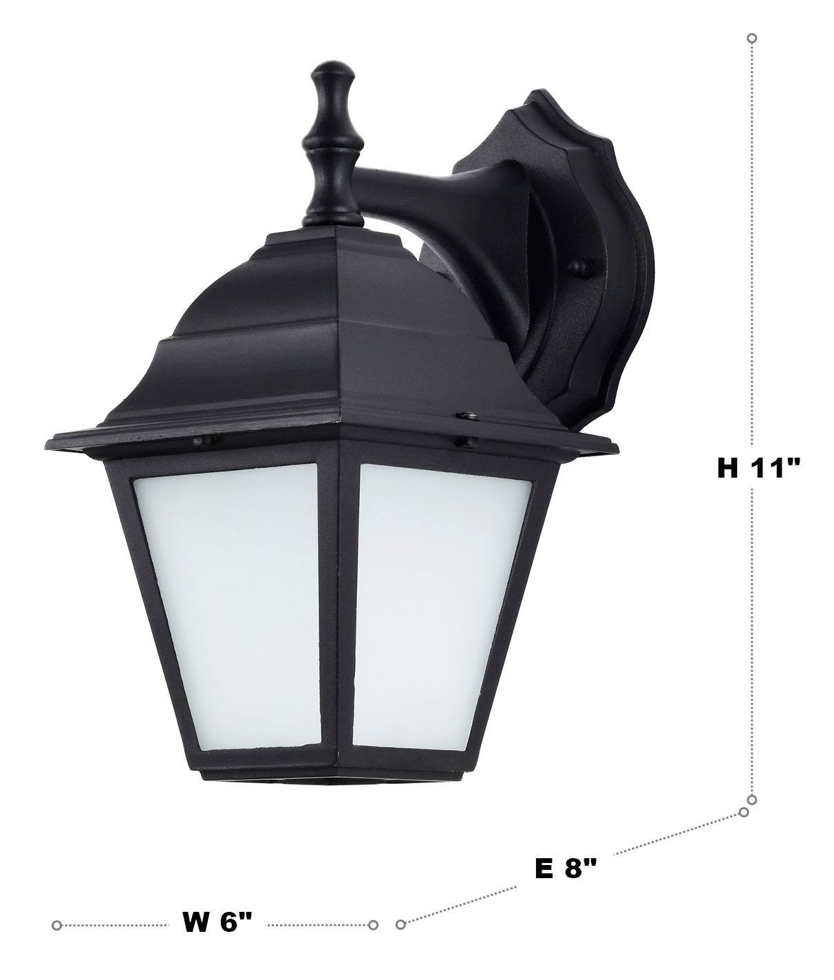 LED PORCH LATERN BLACK CAST ALUMINUM HOUSING FROSTED