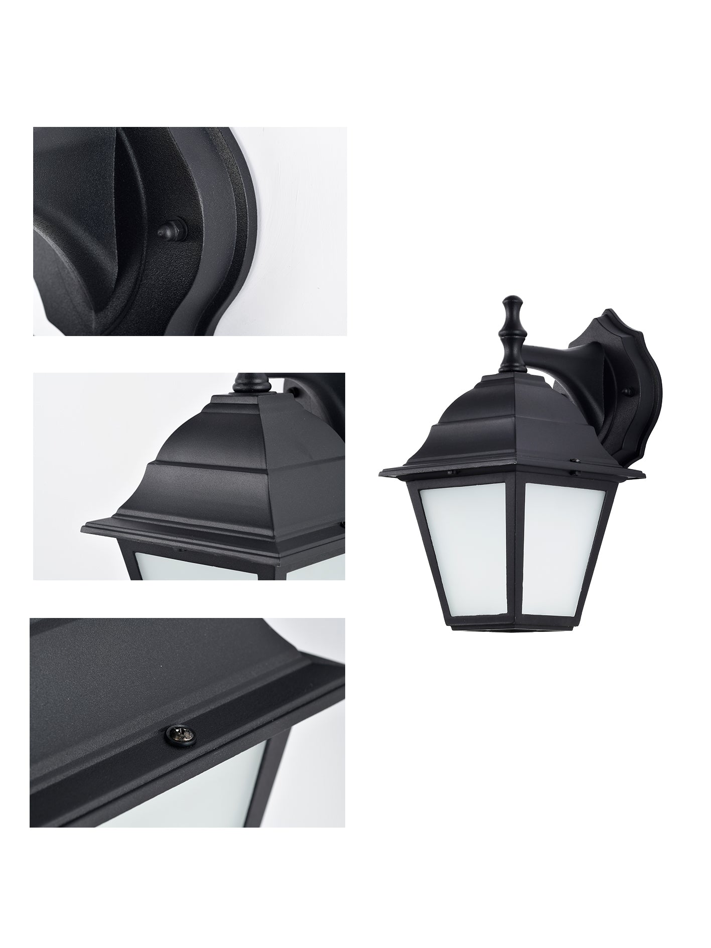 LED PORCH LATERN BLACK CAST ALUMINUM HOUSING FROSTED