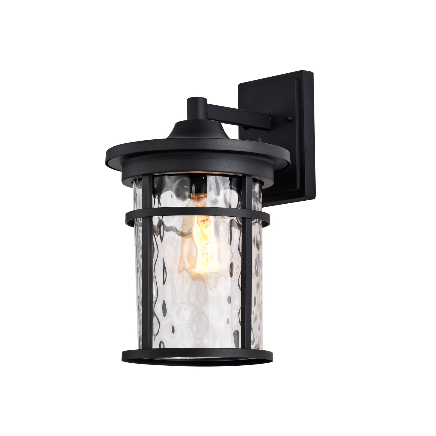 Outdoor Wall Lantern Clear Crack Glass Outdoor Wall Light House Exterior Light Fixture Wall Mount with IP65 Waterproof, Outdoor Wall Sconce Matte Black Finish for House Wall Porch Entryway