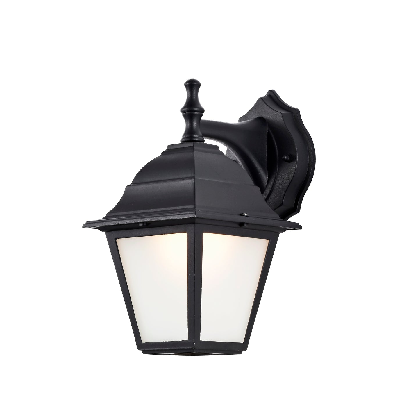 LED PORCH LATERN BLACK CAST ALUMINUM HOUSING FROSTED