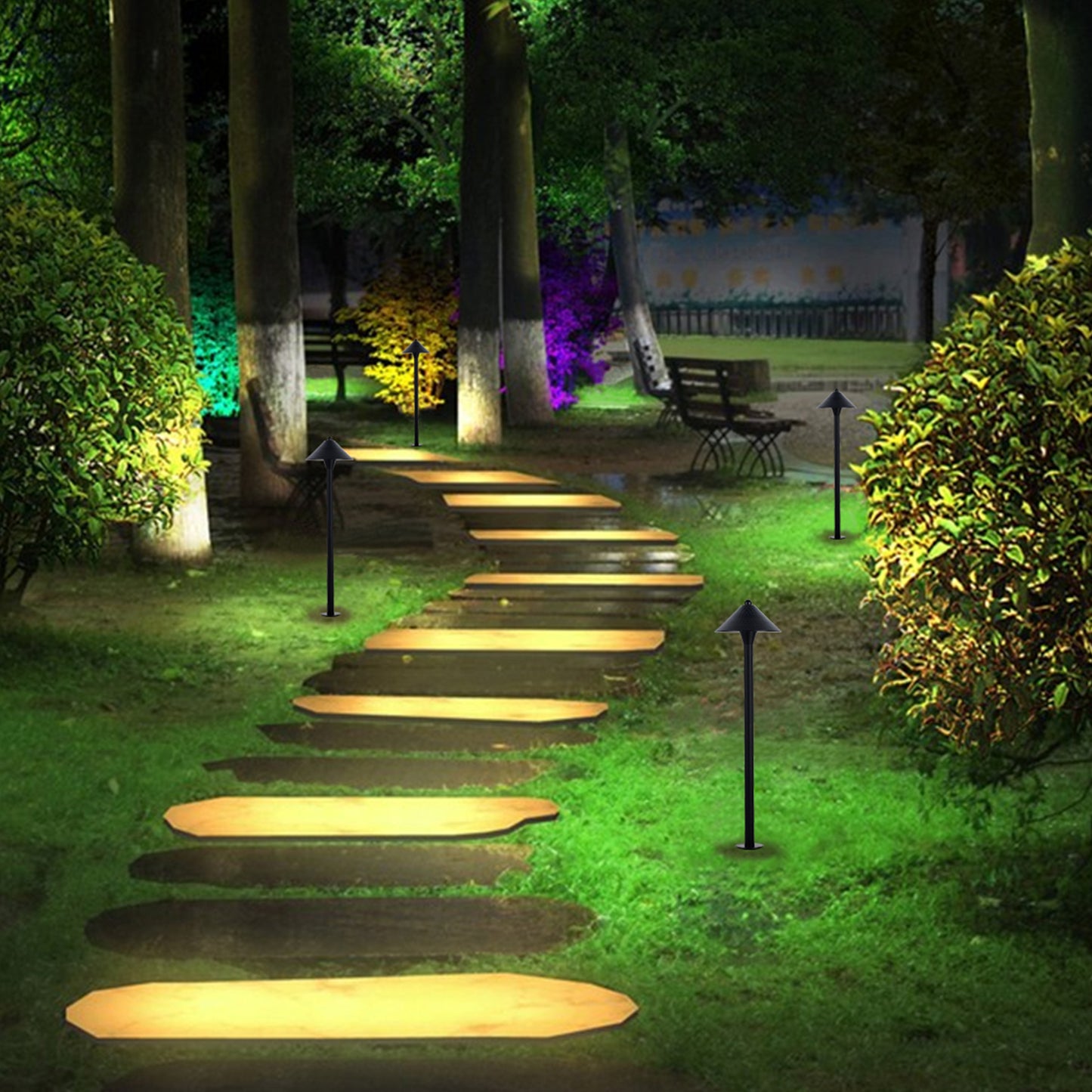 Vintage LED Path Light Waterproof Garden Landscape Lawn Lamp, IP55 Garden Lantern Decorative Outdoor Path Light, Creative Aluminum Pillar Light Fixture Patio Porch Fence Lamp Deck Patio